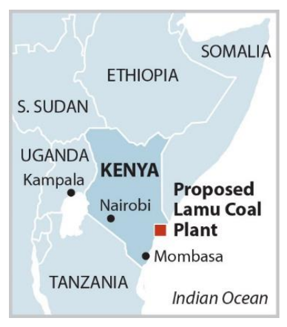 Location of the Lamu coal plant