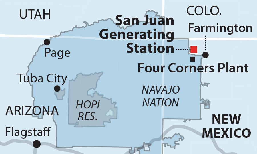 Map of San Juan Generating Station in NM near CO border