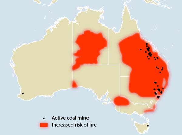 Coal Mines in the Line of Increased Risk of Fire (Spring 2023) – Eastern Australia