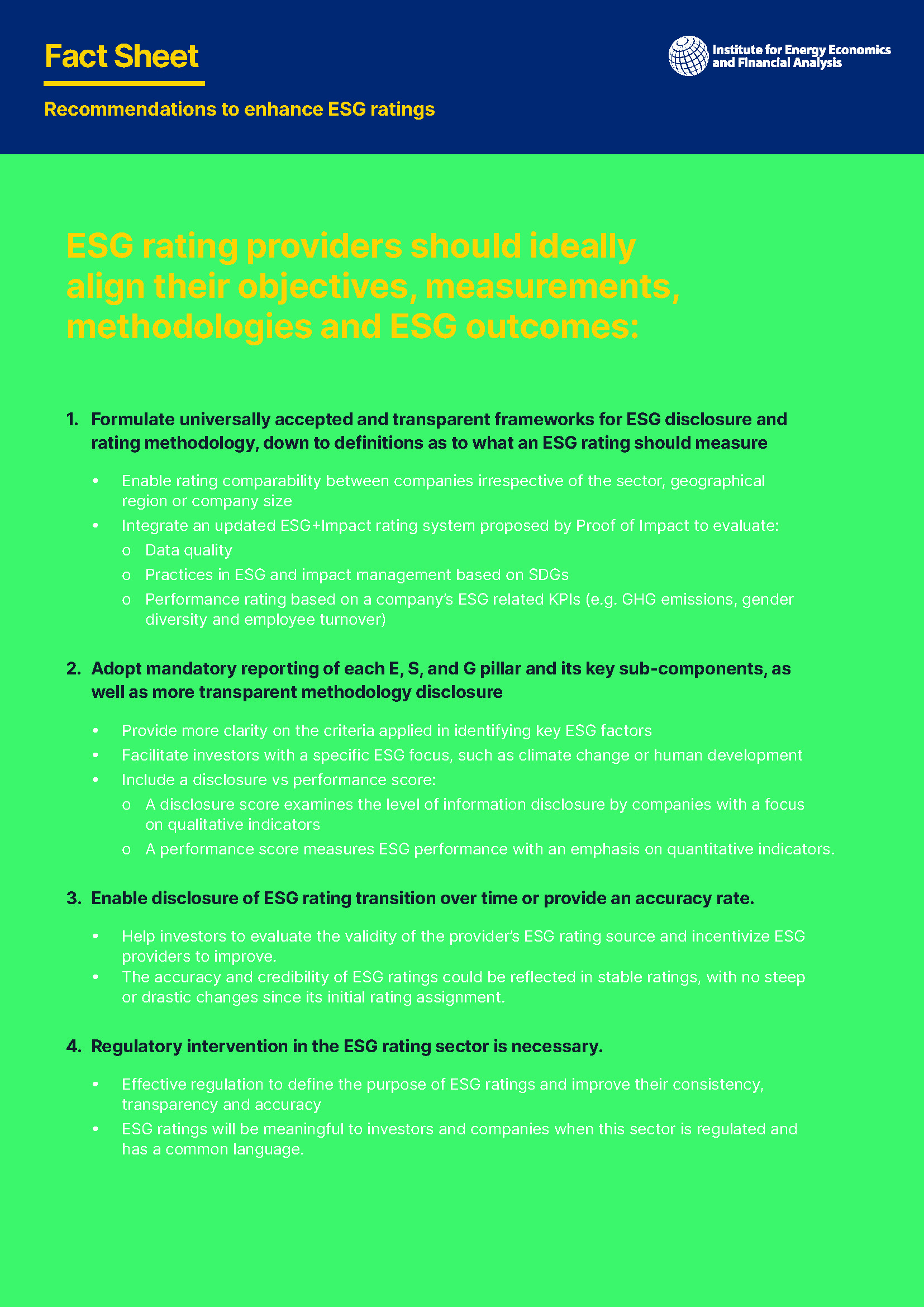 Recommendations to enhance ESG ratings 2