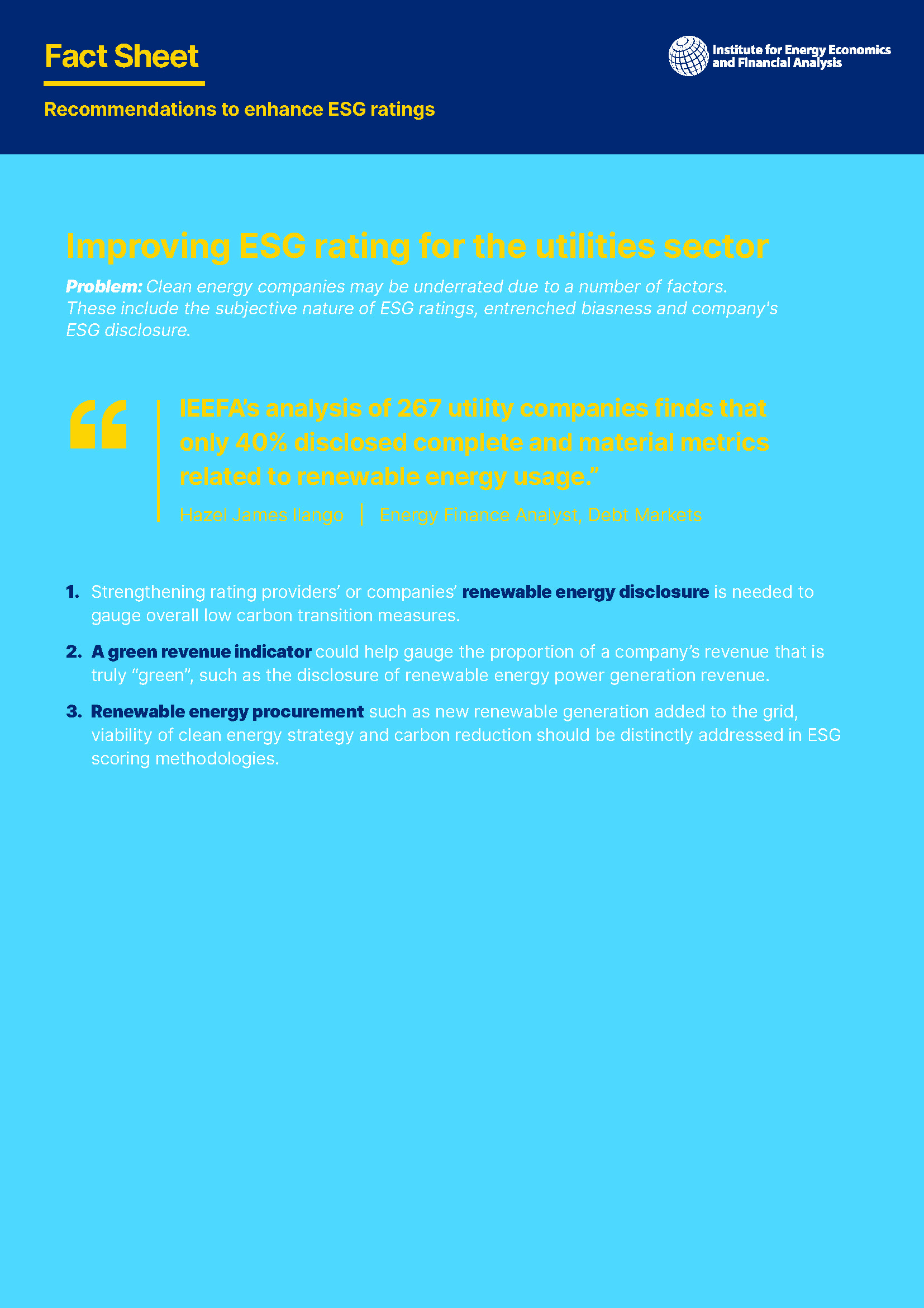 Recommendations to enhance ESG ratings 3