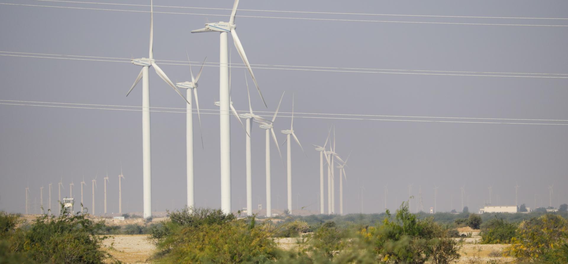 Wind power plant turbines in Sindh Jhimpir corridor