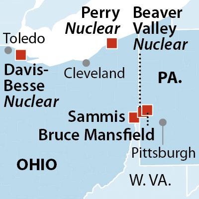 map of pennsylvania showing power plants