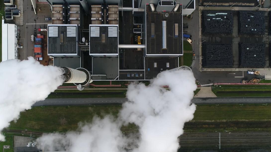 arial view of coal plant
