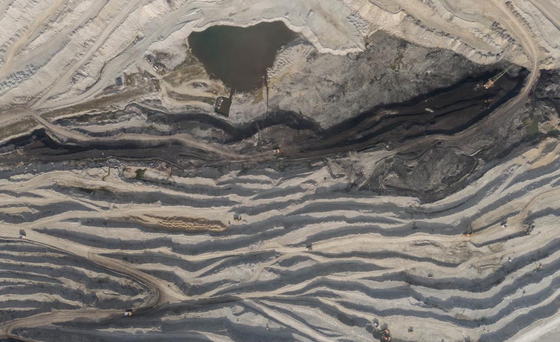 Coal seam in an open pit