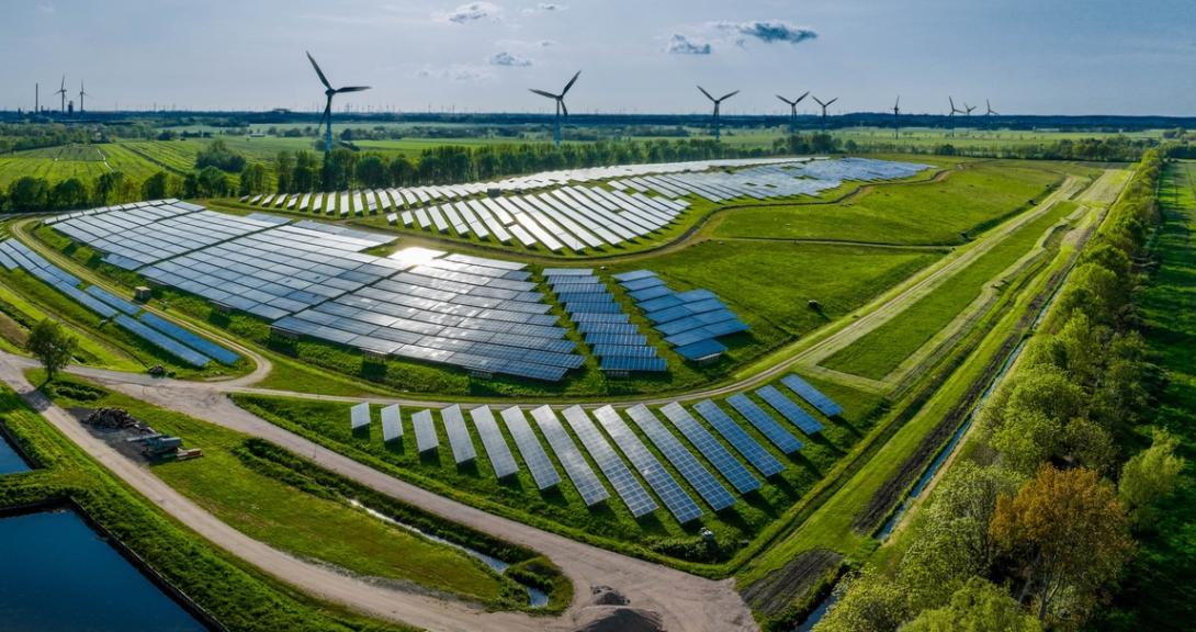 A view of solar and wind power installations in Germany