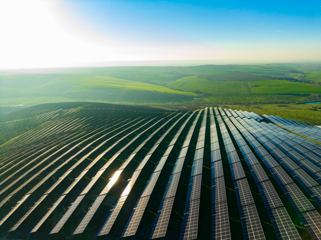 View of solar panels in Ukraine