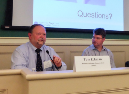 Tom Eckman of the Northwest Power Conservation Council and IEEFA’s Tim Buckley at Energy Finance 2015, which runs through Thursday at New York University.