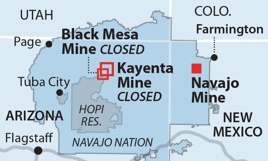 Map of Black Mesa Kayenta Mines Navajo Hopi AZ NM